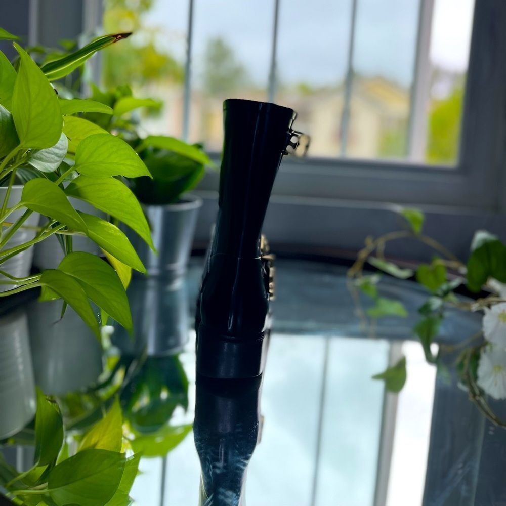 Vince Camuto Rain Boots With Gold Accents Rubber and Black Boots Size 6​​​ - Picture 5 of 14